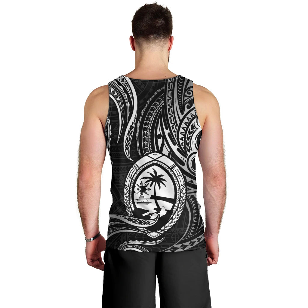 Polynesian Pride Guam Men Tank Top With Polynesian Tribal Tattoo and Coat of Arms Black Version LT9 - Polynesian Pride
