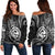 Polynesian Pride Guam Off Shoulder Sweater With Polynesian Tribal Tattoo and Coat of Arms Black Version LT9 Women Black - Polynesian Pride