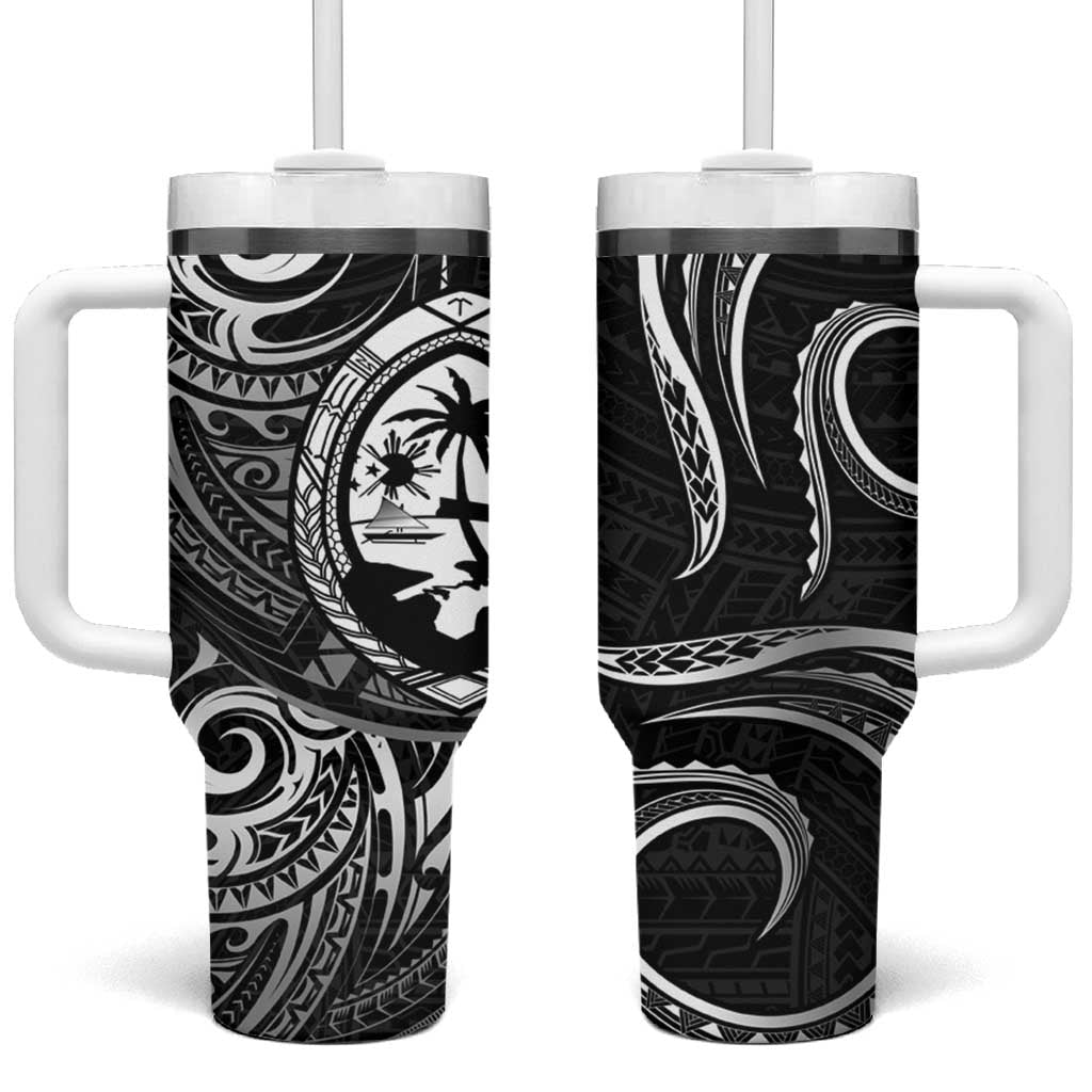 Polynesian Guam Coat of Arms Tumbler With Handle Polynesian Tribal Tattoo Black Version