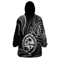 Polynesian Pride Guam Wearable Blanket Hoodie With Polynesian Tribal Tattoo and Coat of Arms Black Version LT9 - Polynesian Pride