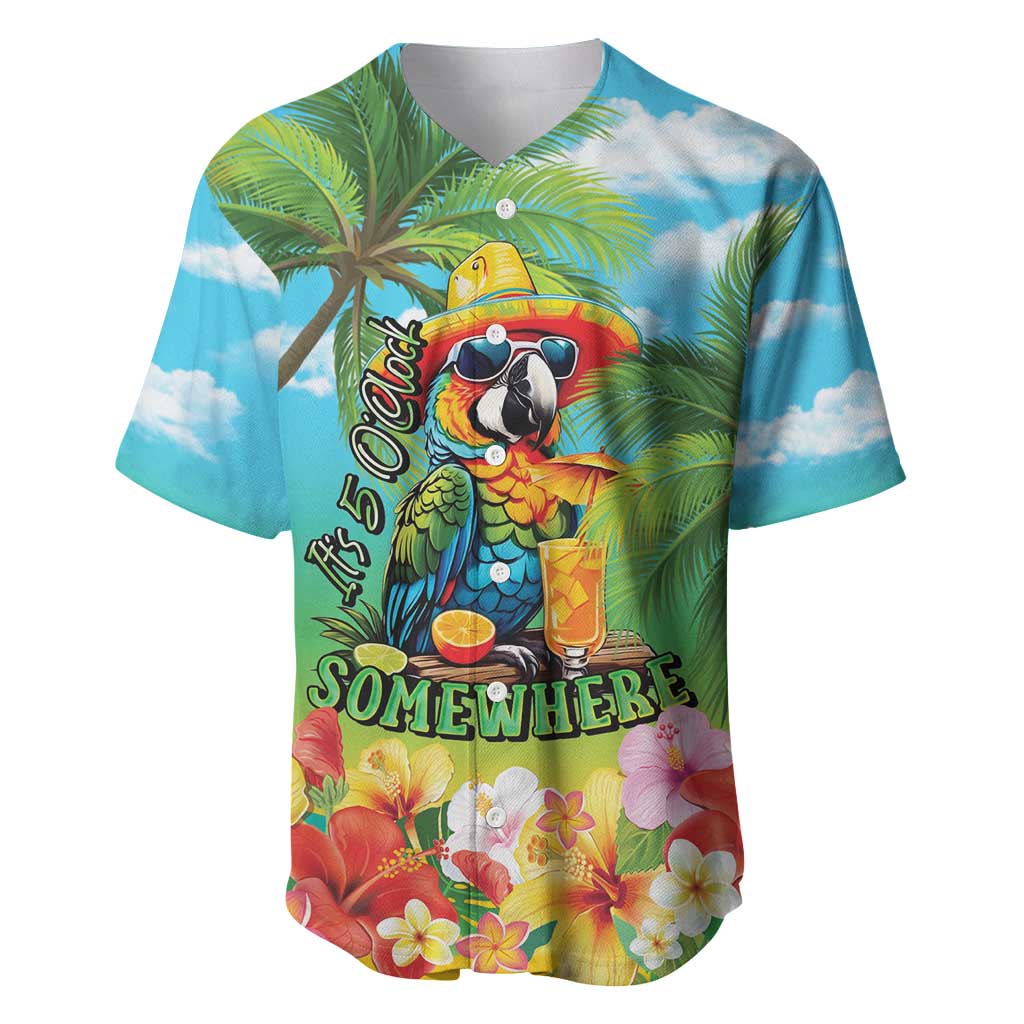 Always 5 O'clock Baseball Jersey Hawaiian Tropical Parrot - Polynesian Pride