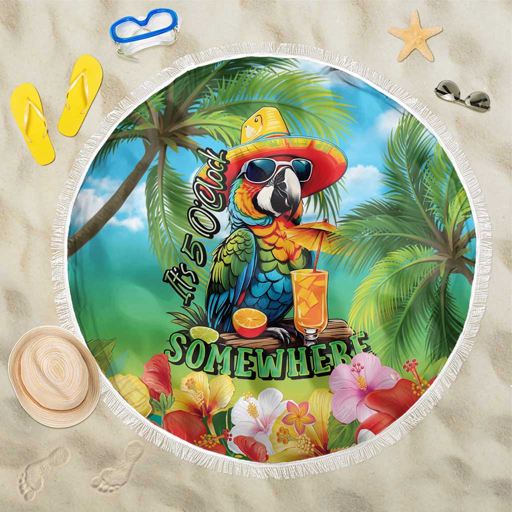 Always 5 O'clock Beach Blanket Hawaiian Tropical Parrot LT9 One Size 150cm Blue - Polynesian Pride