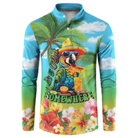 Always 5 O'clock Button Sweatshirt Hawaiian Tropical Parrot LT9 Blue - Polynesian Pride