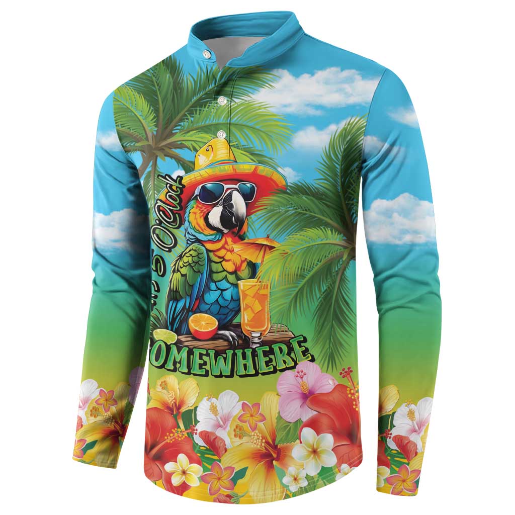 Always 5 O'clock Button Sweatshirt Hawaiian Tropical Parrot LT9 - Polynesian Pride