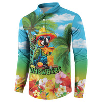 Always 5 O'clock Button Sweatshirt Hawaiian Tropical Parrot LT9 - Polynesian Pride
