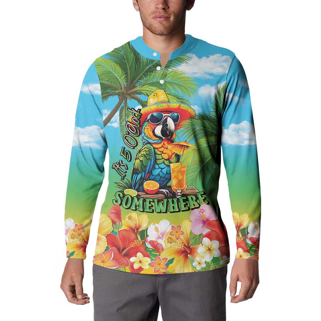 Always 5 O'clock Button Sweatshirt Hawaiian Tropical Parrot LT9 - Polynesian Pride