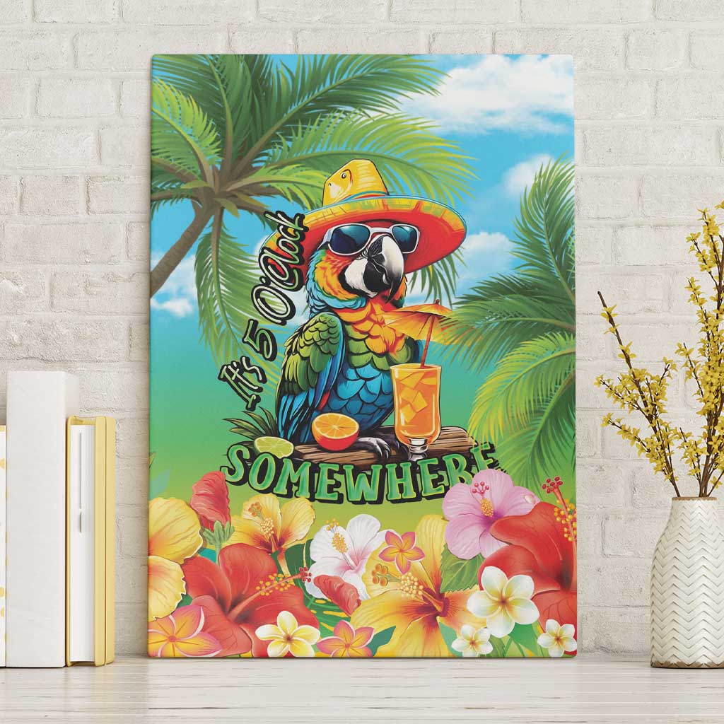 Always 5 O'clock Canvas Wall Art Hawaiian Tropical Parrot LT9 Without Frame Blue - Polynesian Pride