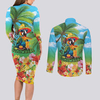 Always 5 O'clock Couples Matching Long Sleeve Bodycon Dress and Long Sleeve Button Shirt Hawaiian Tropical Parrot LT9 - Polynesian Pride