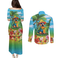 Always 5 O'clock Couples Matching Puletasi and Long Sleeve Button Shirt Hawaiian Tropical Parrot LT9 - Polynesian Pride