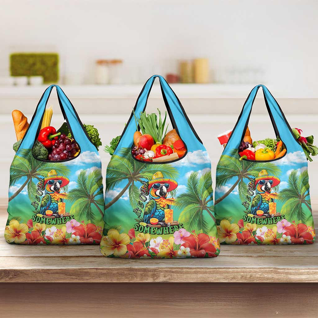 Always 5 O'clock Grocery Bag Hawaiian Tropical Parrot LT9 3-pack One Size Blue - Polynesian Pride