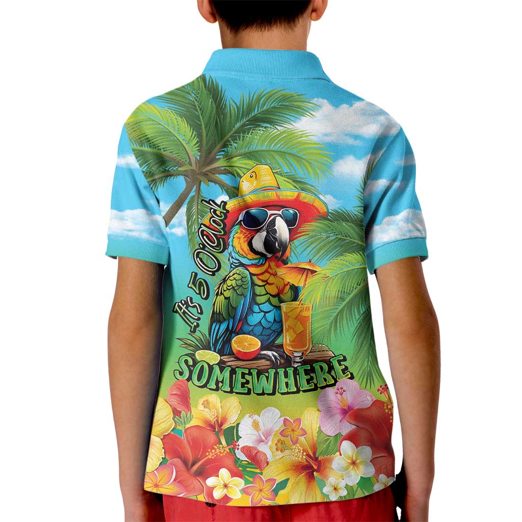 Always 5 O'clock Kid Polo Shirt Hawaiian Tropical Parrot - Polynesian Pride