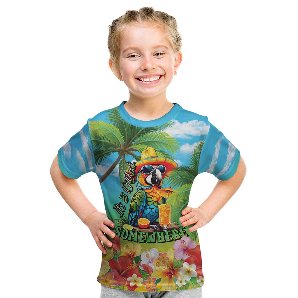 Always 5 O'clock Kid T Shirt Hawaiian Tropical Parrot - Polynesian Pride