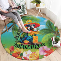 Always 5 O'clock Round Carpet Hawaiian Tropical Parrot - Polynesian Pride