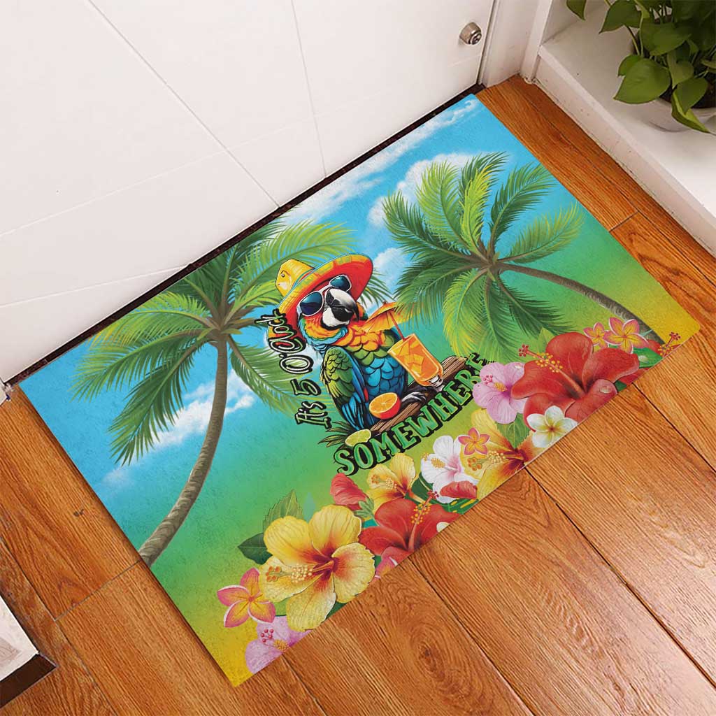 Always 5 O'clock Rubber Doormat Hawaiian Tropical Parrot LT9 - Polynesian Pride