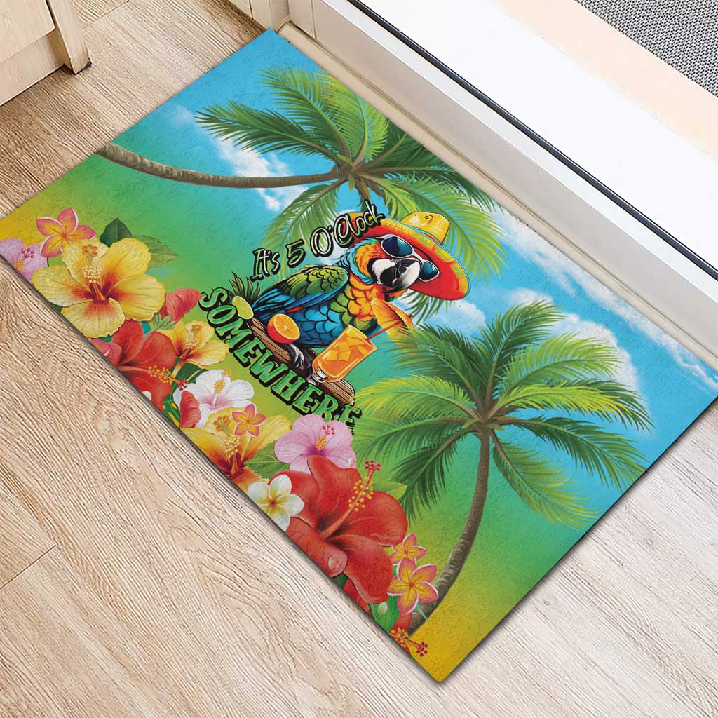 Always 5 O'clock Rubber Doormat Hawaiian Tropical Parrot LT9 - Polynesian Pride