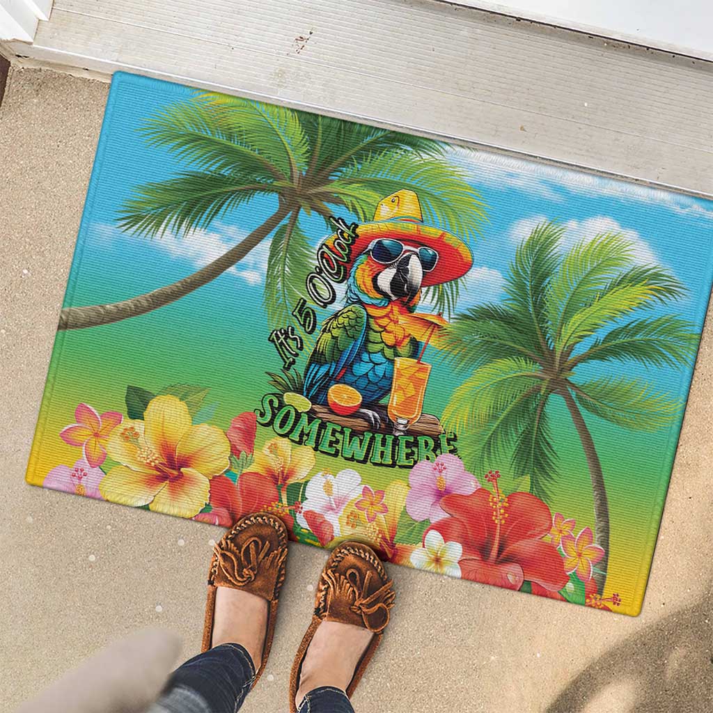 Always 5 O'clock Rubber Doormat Hawaiian Tropical Parrot LT9 - Polynesian Pride