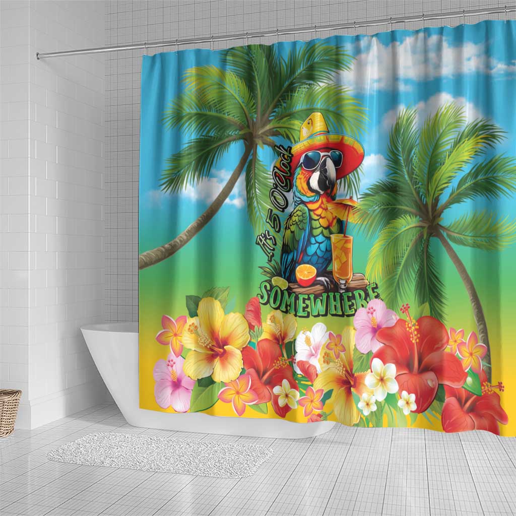 Always 5 O'clock Shower Curtain Hawaiian Tropical Parrot - Polynesian Pride
