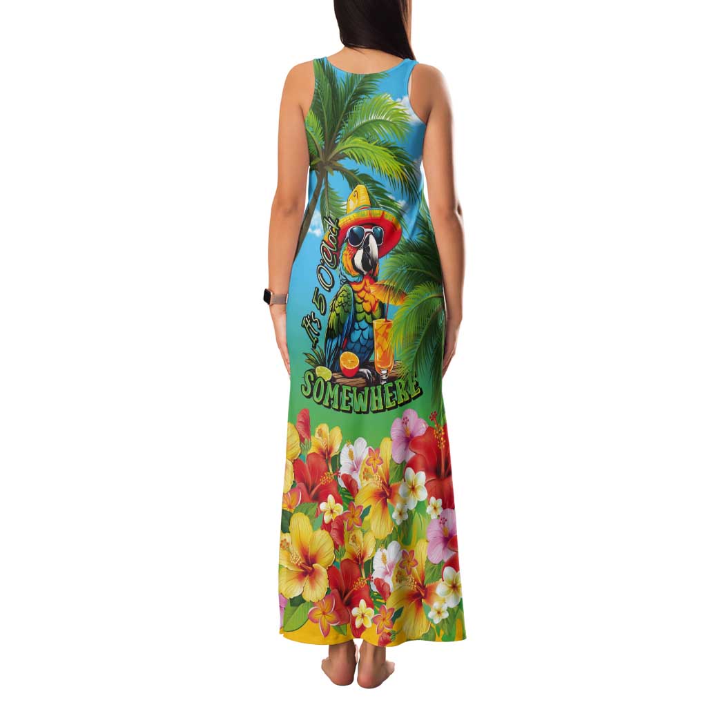 Always 5 O'clock Tank Maxi Dress Hawaiian Tropical Parrot - Polynesian Pride