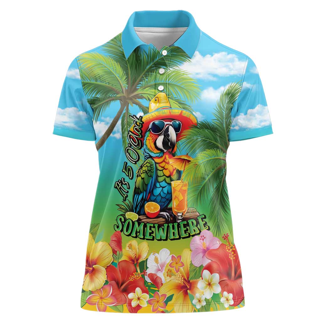 Always 5 O'clock Women Polo Shirt Hawaiian Tropical Parrot - Polynesian Pride
