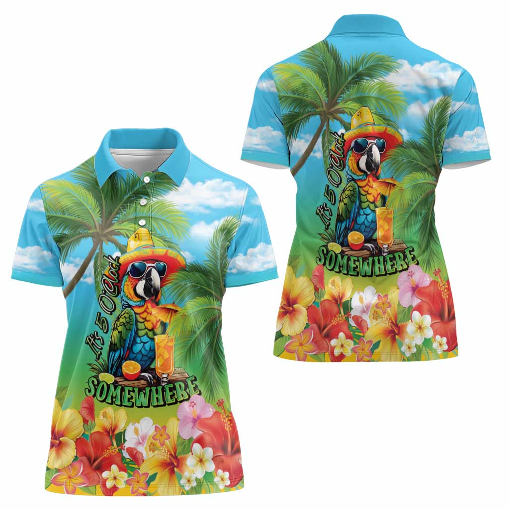 Always 5 O'clock Women Polo Shirt Hawaiian Tropical Parrot - Polynesian Pride