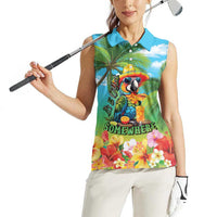 Always 5 O'clock Women Sleeveless Polo Shirt Hawaiian Tropical Parrot - Polynesian Pride