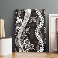 Hawaii Puakenikeni and Maile Lei Canvas Wall Art Black Japanese Wave Style LT9 - Polynesian Pride