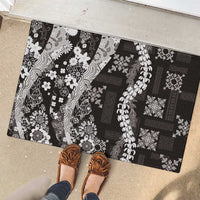 Hawaii Puakenikeni and Maile Lei Rubber Doormat Black Japanese Wave Style LT9 - Polynesian Pride