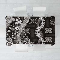 Hawaii Puakenikeni and Maile Lei Tablecloth Black Japanese Wave Style LT9 Black - Polynesian Pride