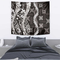 Hawaii Puakenikeni and Maile Lei Tapestry Black Japanese Wave Style - Polynesian Pride