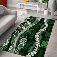 Hawaii Puakenikeni and Maile Lei Area Rug Green Japanese Wave Style - Polynesian Pride