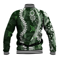 Hawaii Puakenikeni and Maile Lei Baseball Jacket Green Japanese Wave Style LT9 - Polynesian Pride
