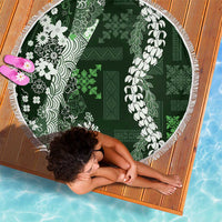 Hawaii Puakenikeni and Maile Lei Beach Blanket Green Japanese Wave Style LT9 - Polynesian Pride
