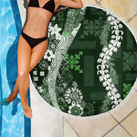 Hawaii Puakenikeni and Maile Lei Beach Blanket Green Japanese Wave Style LT9 - Polynesian Pride