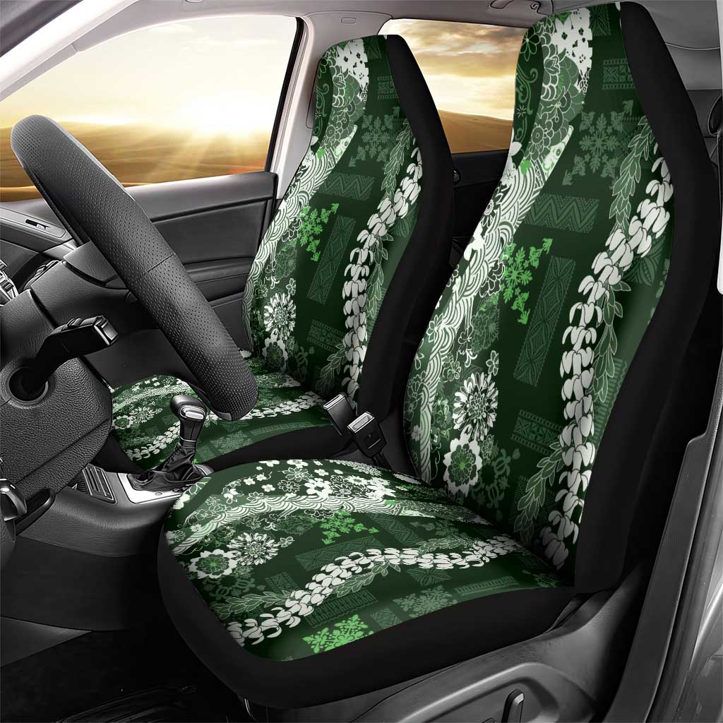 Hawaii Puakenikeni and Maile Lei Car Seat Cover Green Japanese Wave Style - Polynesian Pride