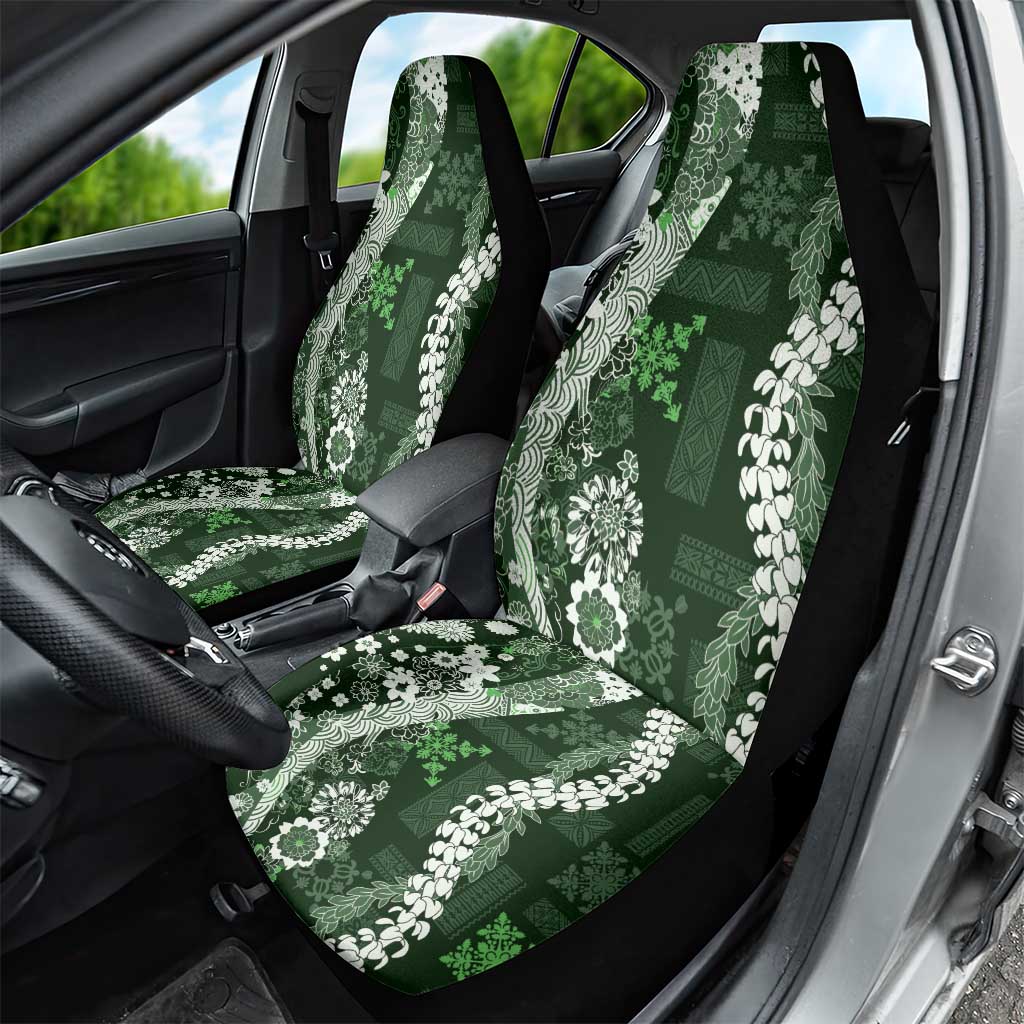 Hawaii Puakenikeni and Maile Lei Car Seat Cover Green Japanese Wave Style - Polynesian Pride