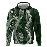 Hawaii Puakenikeni and Maile Lei Hoodie Green Japanese Wave Style - Polynesian Pride