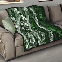 Hawaii Puakenikeni and Maile Lei Quilt Green Japanese Wave Style - Polynesian Pride