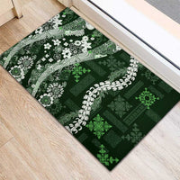 Hawaii Puakenikeni and Maile Lei Rubber Doormat Green Japanese Wave Style LT9 - Polynesian Pride