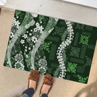Hawaii Puakenikeni and Maile Lei Rubber Doormat Green Japanese Wave Style LT9 - Polynesian Pride