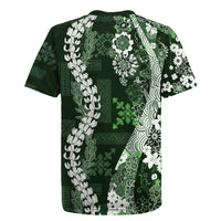 Hawaii Puakenikeni and Maile Lei Rugby Jersey Green Japanese Wave Style LT9 - Polynesian Pride
