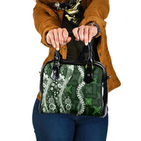 Hawaii Puakenikeni and Maile Lei Shoulder Handbag Green Japanese Wave Style - Polynesian Pride