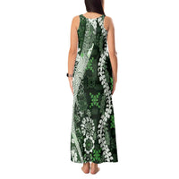 Hawaii Puakenikeni and Maile Lei Tank Maxi Dress Green Japanese Wave Style - Polynesian Pride