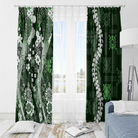 Hawaii Puakenikeni and Maile Lei Window Curtain Green Japanese Wave Style - Polynesian Pride