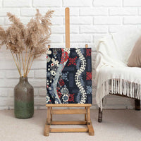 Hawaii Puakenikeni and Maile Lei Canvas Wall Art Navy Blue Japanese Wave Style LT9 - Polynesian Pride