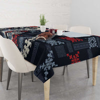 Hawaii Puakenikeni and Maile Lei Tablecloth Navy Blue Japanese Wave Style LT9 - Polynesian Pride