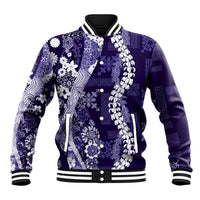 Hawaii Puakenikeni and Maile Lei Baseball Jacket Purple Japanese Wave Style LT9 Unisex Purple - Polynesian Pride