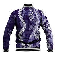 Hawaii Puakenikeni and Maile Lei Baseball Jacket Purple Japanese Wave Style LT9 - Polynesian Pride