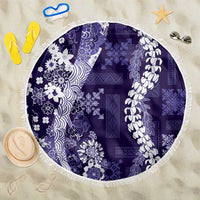 Hawaii Puakenikeni and Maile Lei Beach Blanket Purple Japanese Wave Style LT9 One Size 150cm Purple - Polynesian Pride