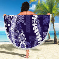 Hawaii Puakenikeni and Maile Lei Beach Blanket Purple Japanese Wave Style LT9 - Polynesian Pride