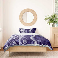 Hawaii Puakenikeni and Maile Lei Bedding Set Purple Japanese Wave Style - Polynesian Pride